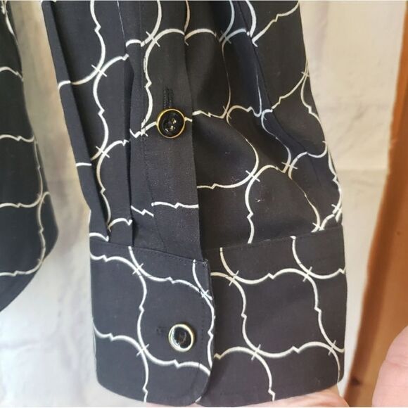 TALBOTS HABERDASHERY Trellis Print Wrinkle-Resistant Button Down Shirt 14 - Picture 8 of 9